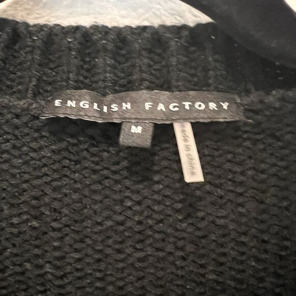 English Factory Women’s Crochet Motif Sweater Sz M Granny Core Preppy Academia - Picture 4 of 9